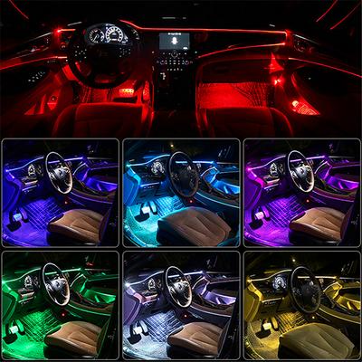14 в 1 64 цвета Светодиодная Беспроводная Без Ниток RGB Светодиодная Атмосферная Подсветка для Автомобиля Внутренняя Отделка Волоконная Ленточная Подсветка