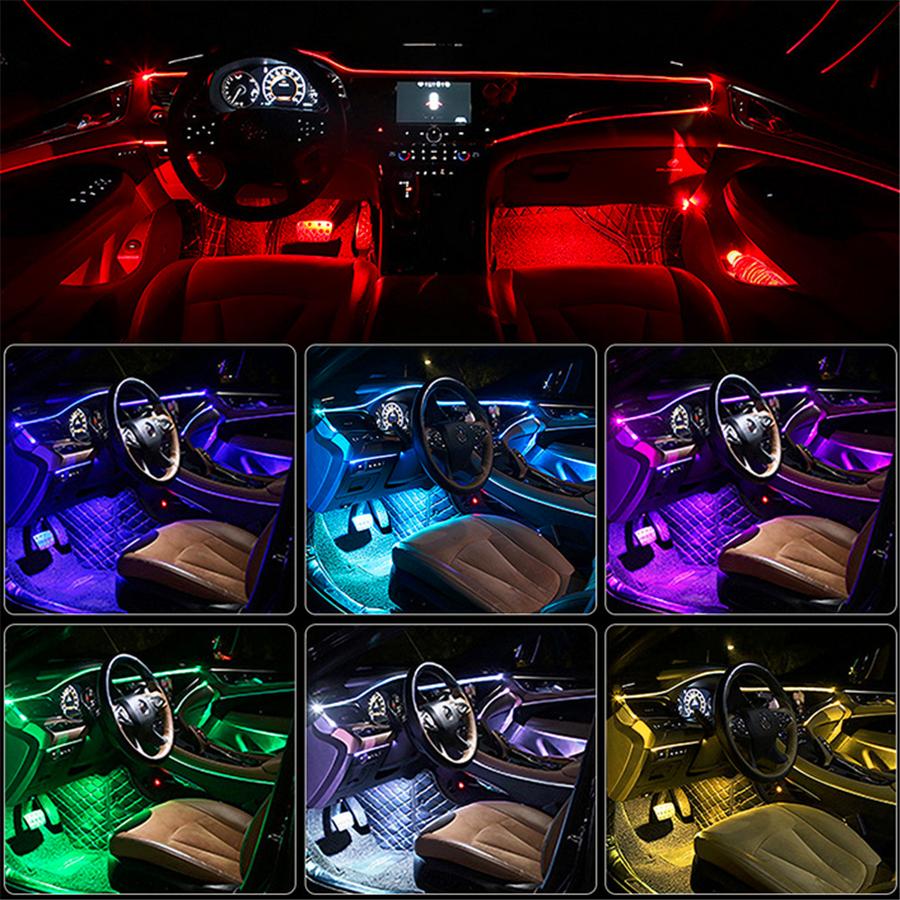10in1 64Colors LED Wireless No Threading Car Ambient Light Foot Lamp App Control
