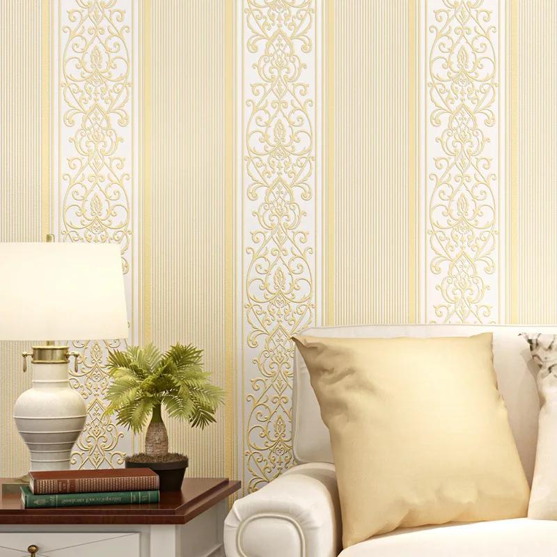 Grey/White/Beige/Pink Shimmer Damask Striped Wallpaper For Bedroom Modern Embossed Texture Wall Paper Roll Home Decor