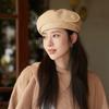 New Autumn and Winter Hat for Women with High End Button Beret Autumn and Winter Face Show Little Painter Hat for Literary Retro Bud Hat