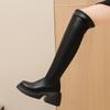 Модные женские сапоги на платформе выше колена Модные туфли с молнией сзади Осень-зима Женские длинные сапоги на толстом каблуке