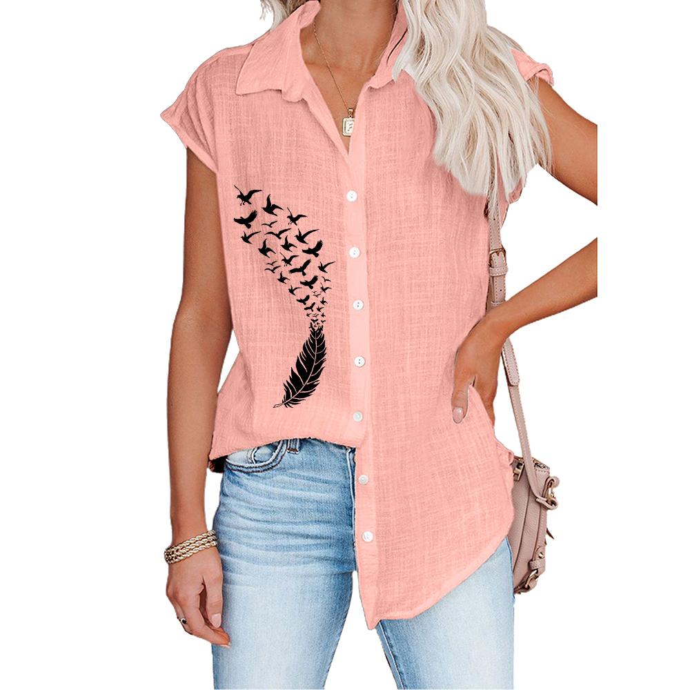 Женская модная футболка с коротким рукавом, весна-лето, повседневные блузки с принтом, тонкие рубашки-кардиганы больших размеров