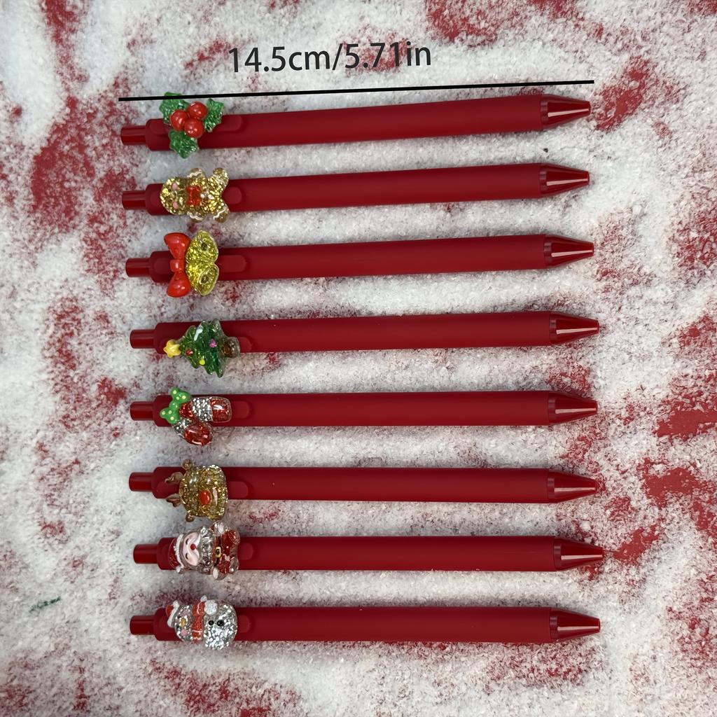 10/15pcs Ballpoint Pen Cute Snowman Design Stylish Clickable Ballpoint Pens, Random Styles, Smooth Writing No Ink Clogging