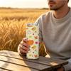 Straight Cup 591ml Bountiful pumpkins and melon fruits Straw Cup Portable Tumbler Car Cup Ice Retention Cup Stainless Steel Tumbler
