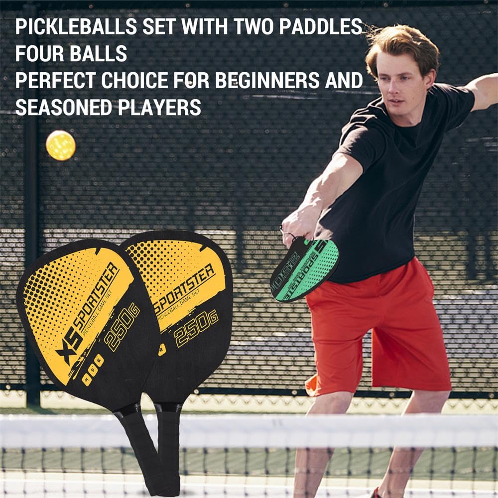 Набор ракеток для пиклбола, 2 ракетки и 4 мяча