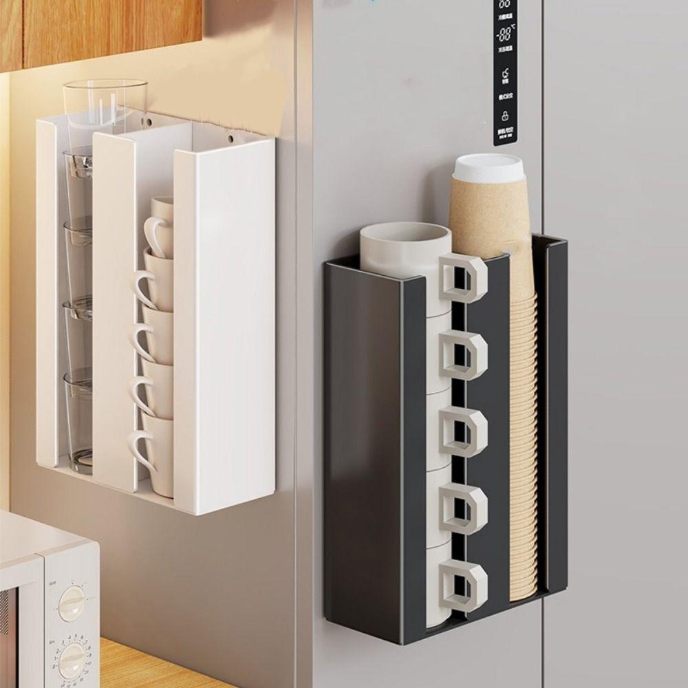 Iron Paper Cup Dispenser Large Capacity Cup Storage Rack Durable Paper Cup Organizer Refrigerator