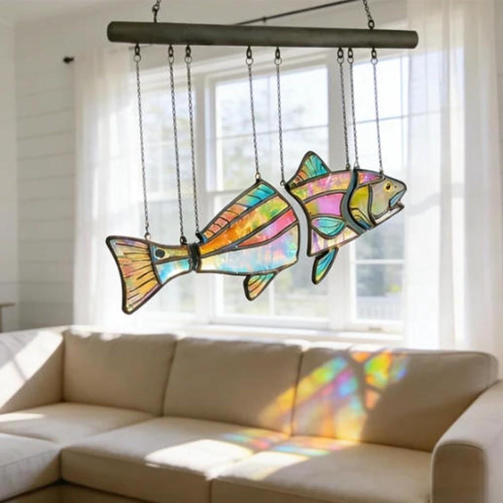 Clear Vivid Acrylic Fish Wind Chime Hand-Painted Fish Hanging Ornament  Car Decorations