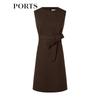 PORTS Sleeveless A-Line Wool Blend Dress