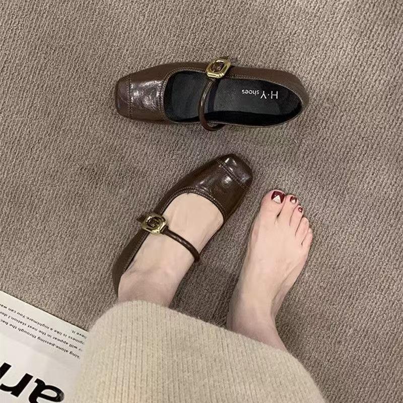 Премиальные ретро туфли Мэри Джейн, туфли с открытым верхом, осенние женские туфли на плоской подошве для ношения с юбками, маленькие кожаные туфли, туфли на мягкой подошве