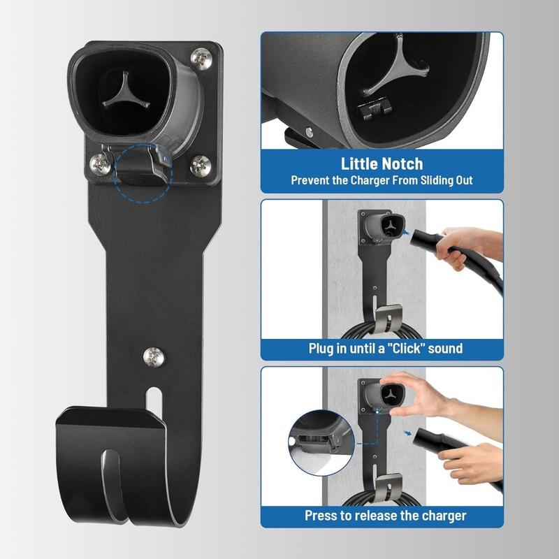 For Tesla Model 3 Y X S EV Charging Cord Hanger Charger Holder Wall Mount Nozzle Holster Dock Mobile Charger Cable Organizer