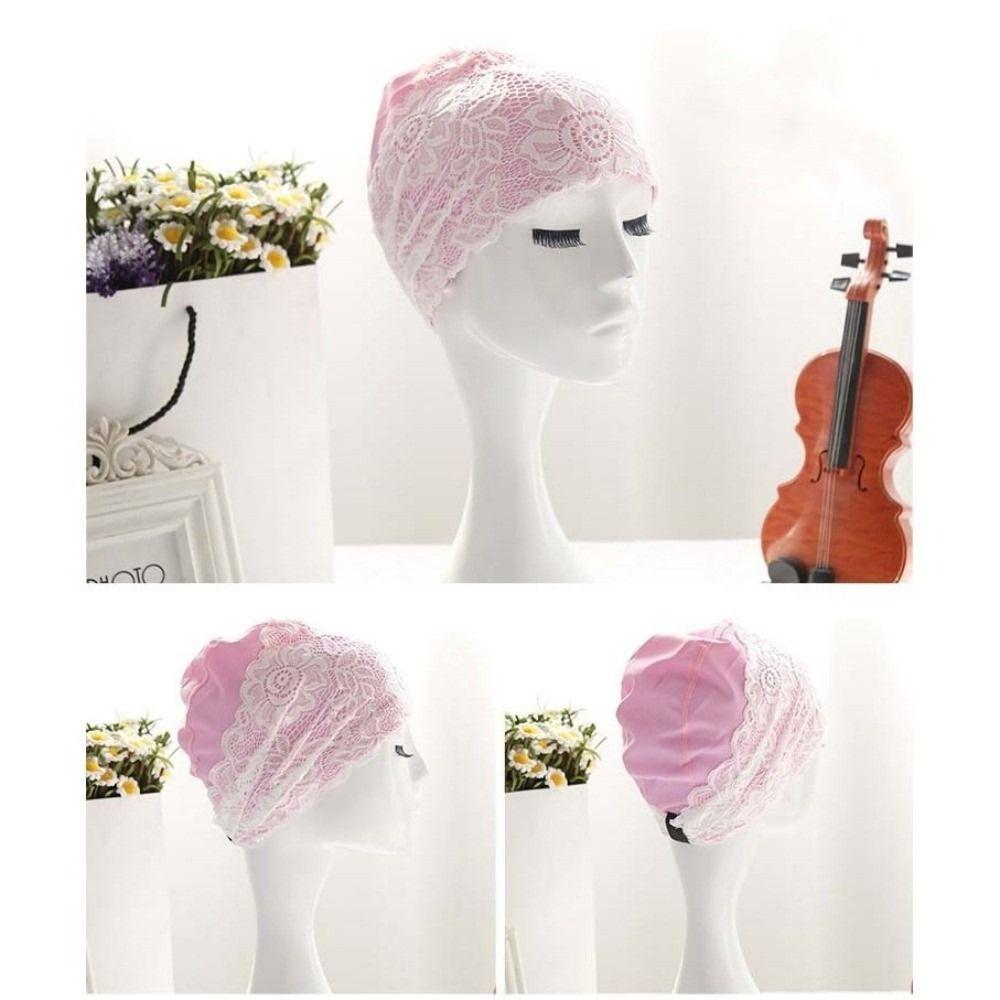 Lace Swimming Cap PU Ear Protect Cap Fashion look Waterproof Swim Hat Adult women