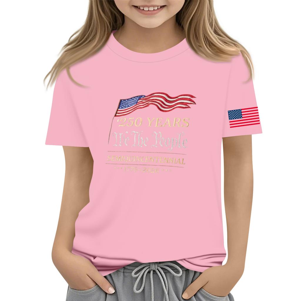 Детская повседневная модная футболка с коротким рукавом и круглой горловиной