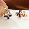 Simple Fashion Crystal Flower Earrings Boho Rose Gold Color Engagement Earrings Mystic Multicolor Zircon Hoop Earrings For Women