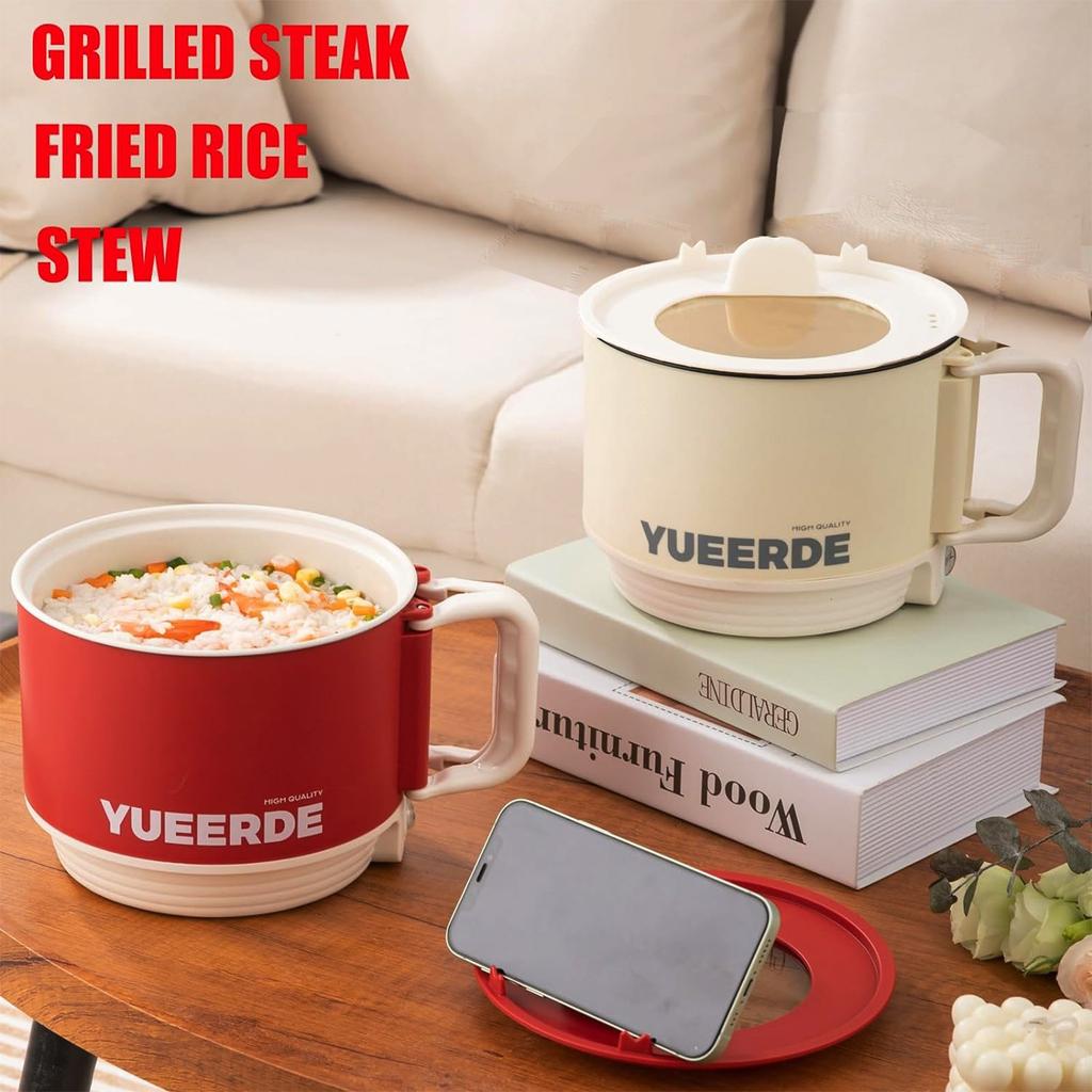 Мини-рисоварка — электрическая кастрюля — портативная мини-кастрюля для рамэна для приготовления на пару, жарки, каши и супа с лапшой
