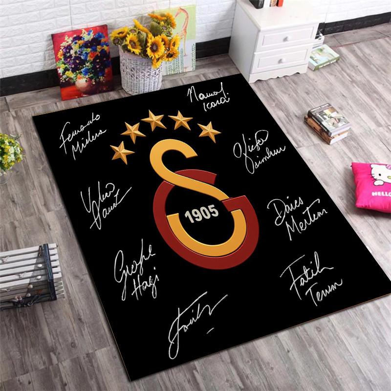 Gradient Stripe Football Club Print Area Rug, Sports Fan Decorative Non‑Slip Floor Mat for Living Room Bedroom Home Decor