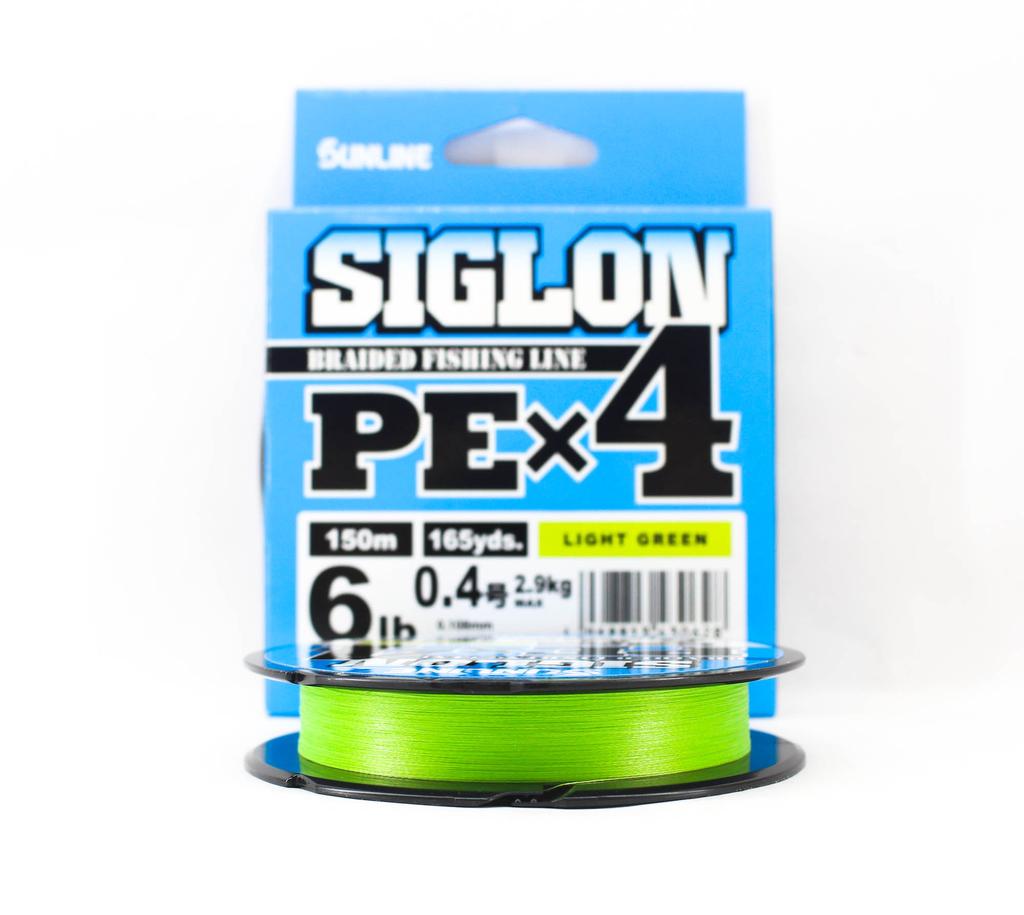 Sunline PE Line X4 Siglon 150M PE 0,4 6 фунтов лаймово-зеленый (0628)