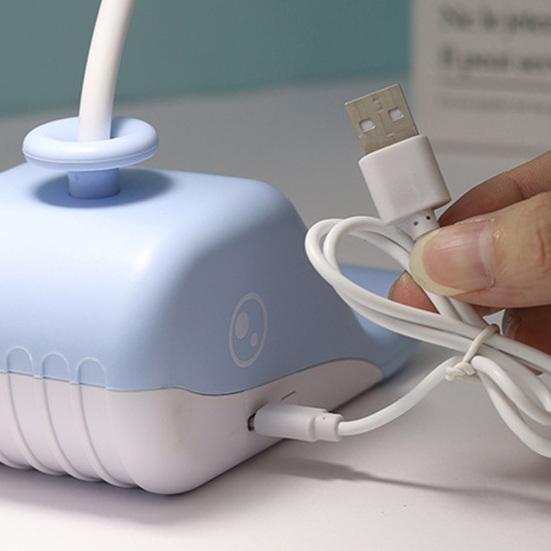 Мультяшный кит Ночник USB Type-C Быстрозаряжаемая настольная лампа с держателем для телефона Гибкий Теплый белый свет Настольная лампа для студентов Защита глаз