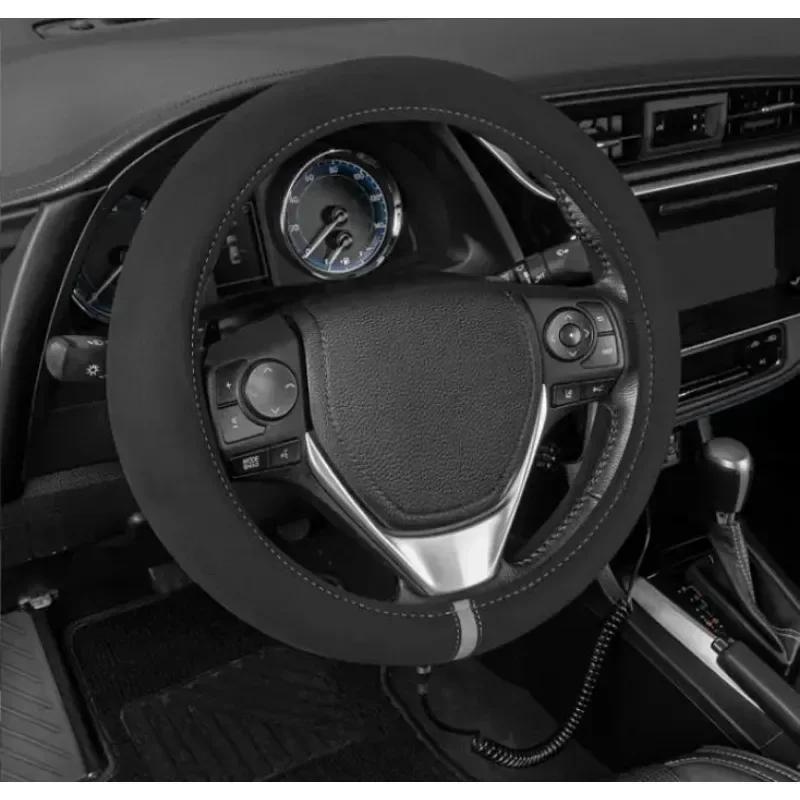 Зимние 12 В автомобильные защитные чехлы на руль с подогревом Универсальные чехлы на руль с подогревом Детали салона автомобиля