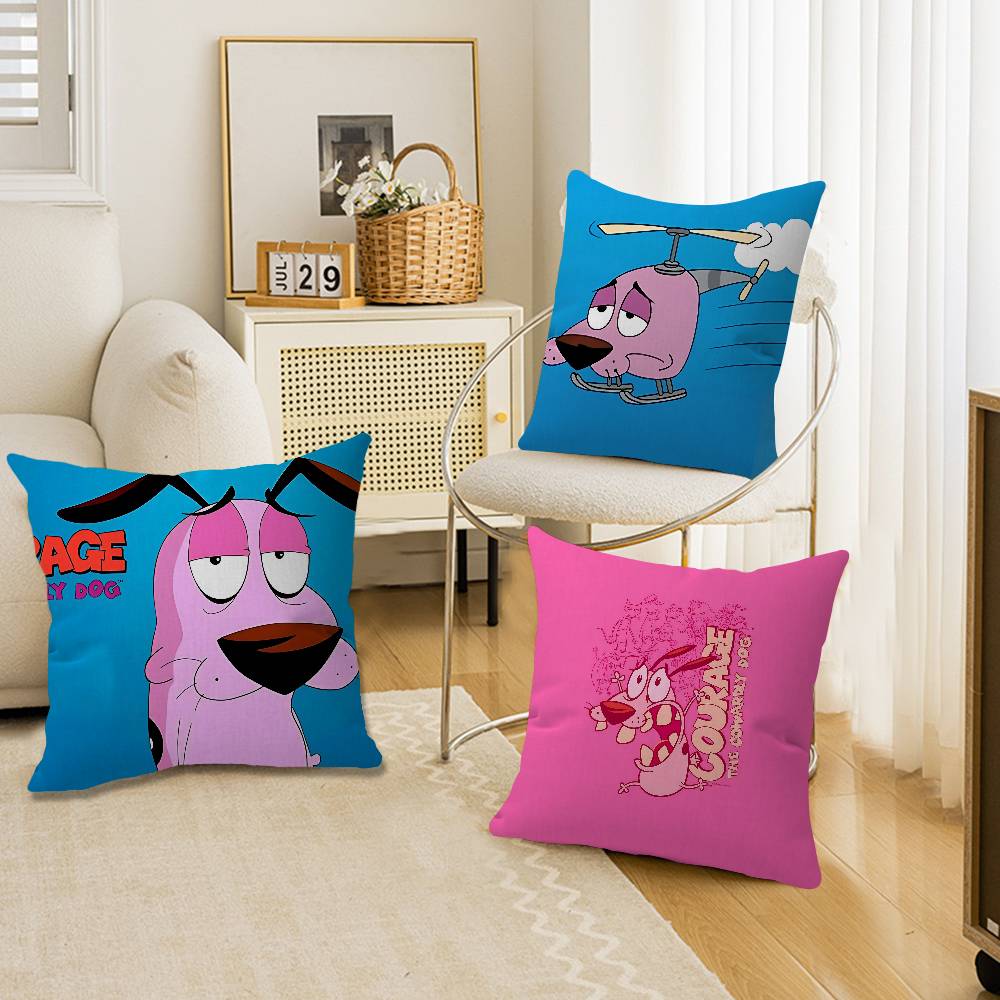 Cartoon CCOURAGE The CCowardly DDog Cushion Cover Car Throw Pillow Case For Sofa Car Christmas Gift 40x40cm 45x45cm