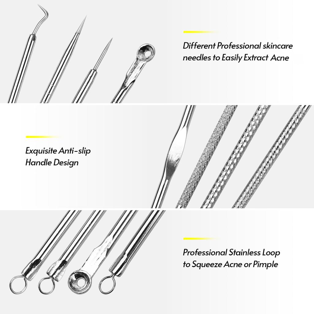 Набор инструментов для удаления черных точек, прыщей, поппера, прыщей, пятен, комедонов, прыщей, прыщей, белых угрей, лица, подбородка