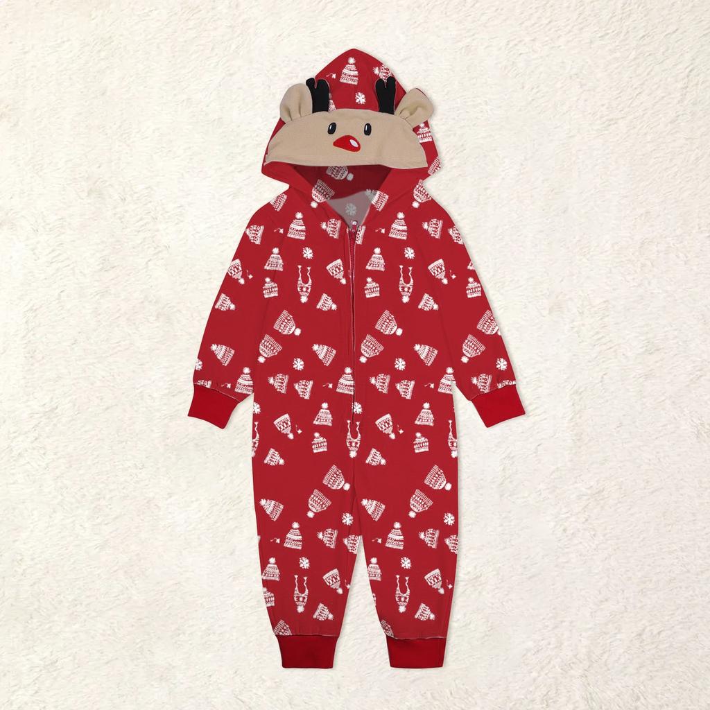 Christmas Hooded Jumpsuit Pajamas Elk Loungewear Outfits, Family Xmas  Matching Sets