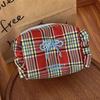 Large Capacity Travel Toiletry Bag Ruffle Edge Checkered Coin Purse Portable Women Cosmetic Bag