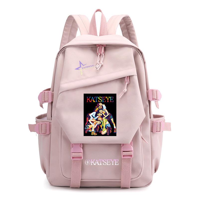 KATSEYE Print Canvas Backpack Korean Pop Student Bookbag Large Capacity Lightweight