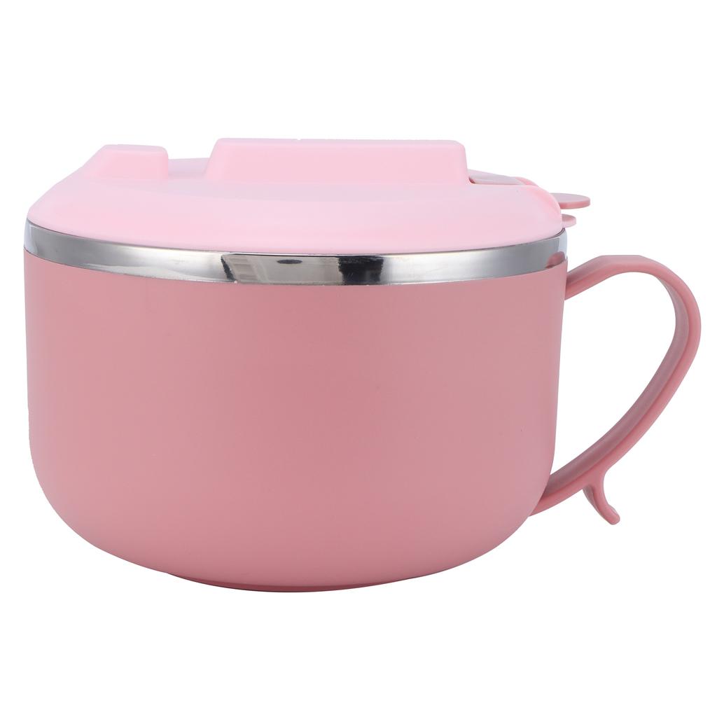 Rice Noodle Bowl with Lid 1200ML Anti Scalding Thermal Lunch Box Kitchen Utensils(Pink )