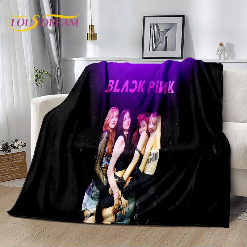 Черно-розовая K-pop Звезда Девичья Группа Мягкое Плюшевое Одеяло, Фланелевое Одеяло Плед для Гостиной Спальни Кровати Дивана Пикника Покрытие