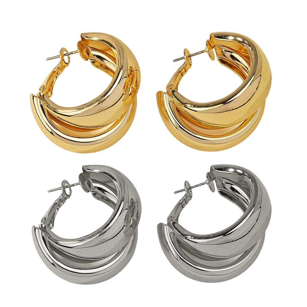 Vintage Earrings Exaggerated Earrings Circle Earrings Dangle Earrings Wide Double Hoops Jewelry for Women and Girls