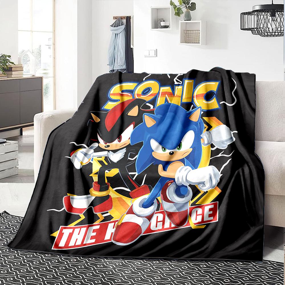 Sonic Theme Printed Blanket - Perfect for Couch, Bed, Travel & Outdoor Use | Machine Washable, Cozy & Durable.
