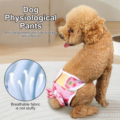Подгузники для собак Pet Physiological Pant Puppy Panties Моющееся нижнее белье для собак Дышащие шорты для домашних животных для собак женского пола в период течки