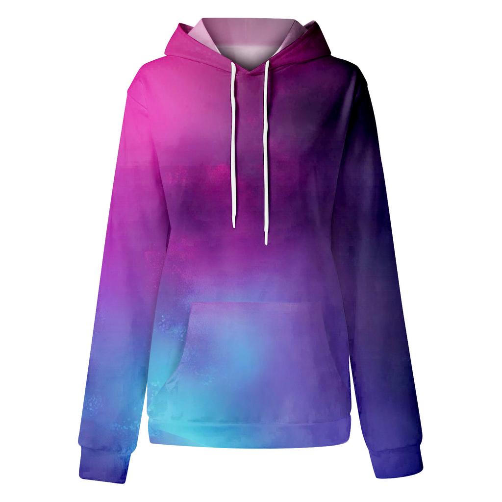 Felpe girocollo casual versatili quotidiane alla moda da donna Felpe con stampa patchwork sfumata a maniche lunghe giornaliere grafiche