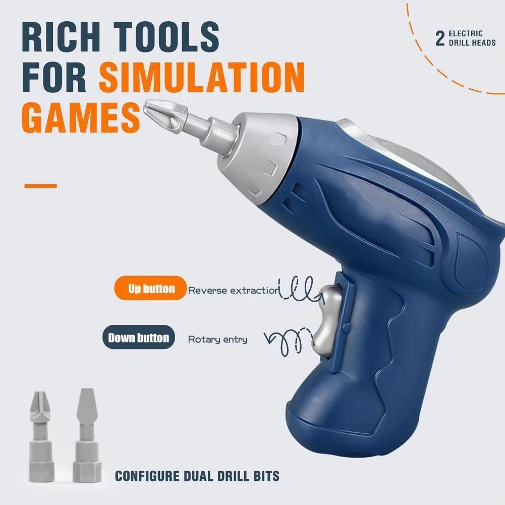 non-toxic Pretend Play Educational Assembling Toolbox Toy Electric Screwdriver Screwing Repair 4-6 year Montessori Kids Repair Toolbox Toy
