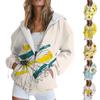 Women's Long Sleeve Print Sweatshirt Long Sleeve Pocket Jacket Zipper Hoodie Coat