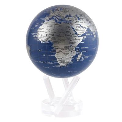 MOVA Globe l Серия карт мира, синий, серебристый, дюймовый l С основанием l Вращающийся глобус на солнечных батареях l Офисный декор рабочего стола, уникальный подарок, домашний декор l Для детей l