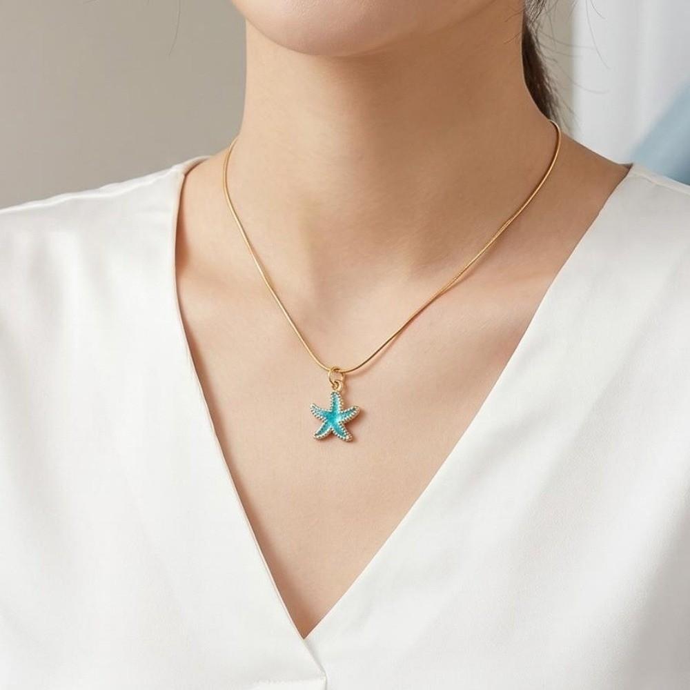 Bohemian Ocean Theme Jewelry Set Adjustable Starfish Necklace Shell Earrings  Casual Occasion