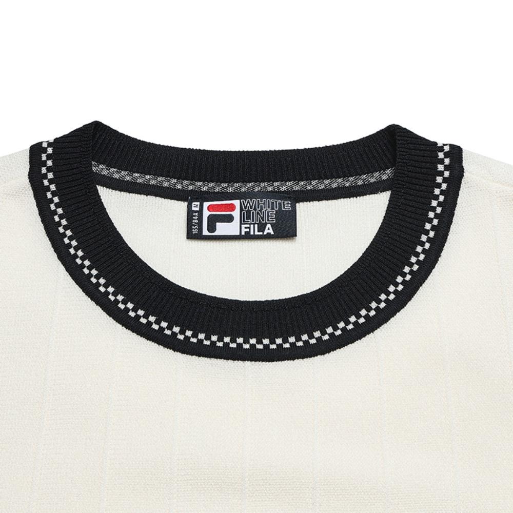 Fila Белый Простой Классический Повседневный Свитер с Круглым Вырезом и Коротким Рукавом Женские Топы F11W613408F-IV