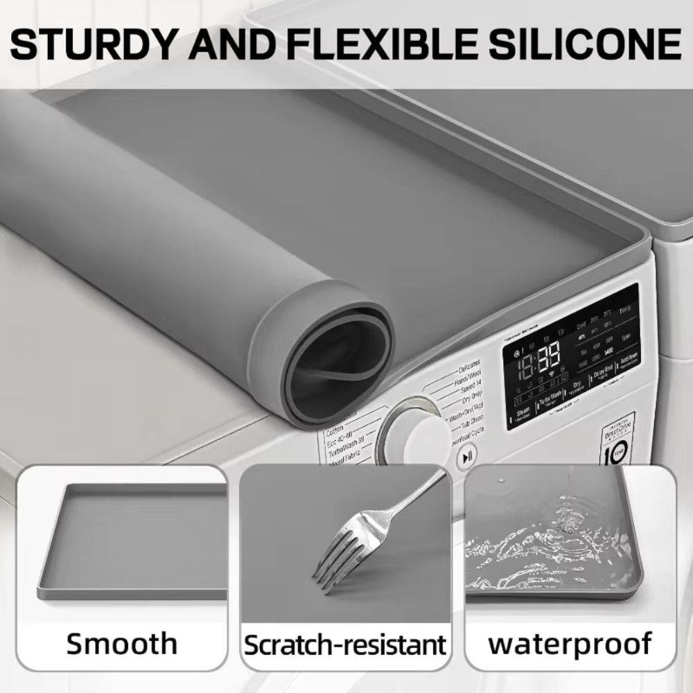 Leak-Proof Anti Slip Washing Machine Drain Tray Extra Thick Silicone Storage Mat  Washing Machine