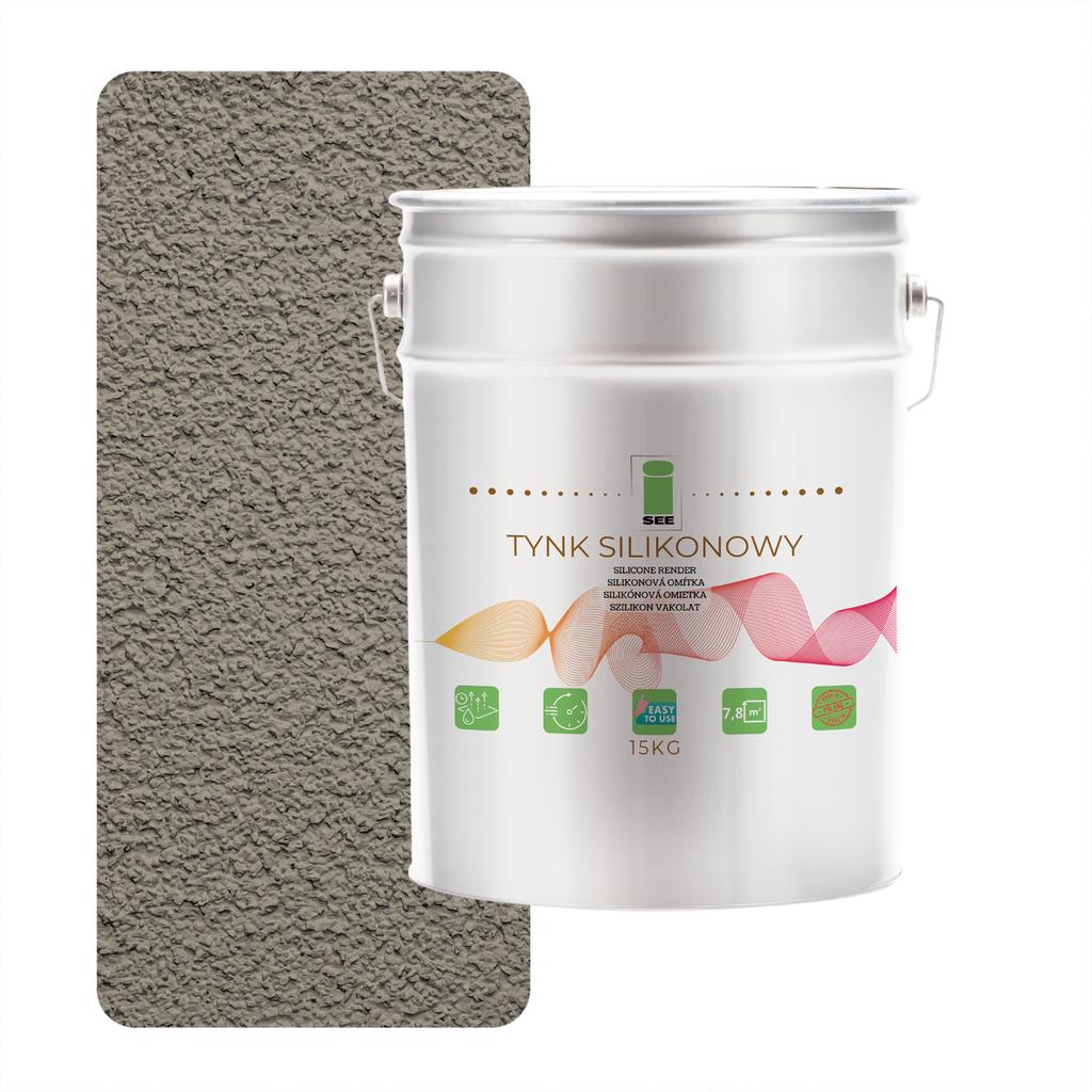Tynk silikonowy elewacyjny zewnętrzny szary ciepły 1.5mm -15kg