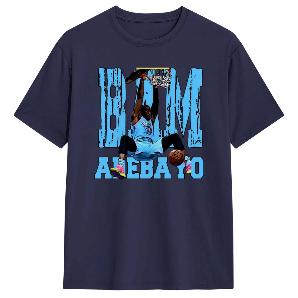 Bam Adebayo Men T Shirts Creative Tee Shirt Short Sleeve Crewneck T-Shirt Cotton Birthday Present Clothes