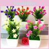 Коллекция пластиковых искусственных цветов с горшечными лилиями, розами и сосновыми шишками для украшения интерьера