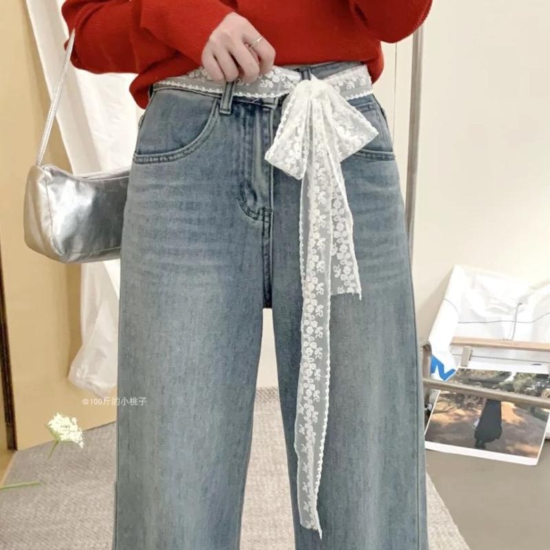 Unique Y2K Long Lace Waistband Floral Bow Lace Waist Belt Tie Up Thin Dress Jeans Belt Summer Accessories