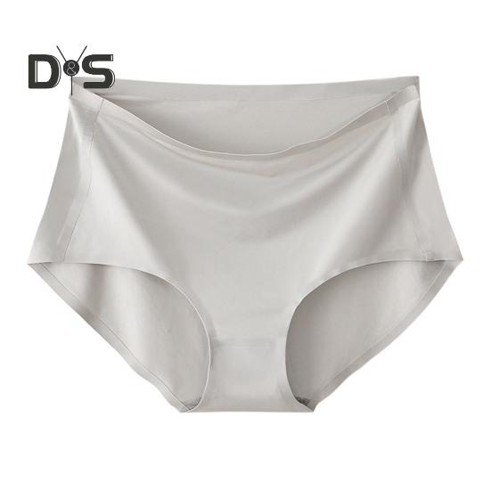 Women Ice Silk Panties Hip Lifting Tummy Control Cotton Crotch High Waist Briefs Seamless Breathable Solid Color Underwear