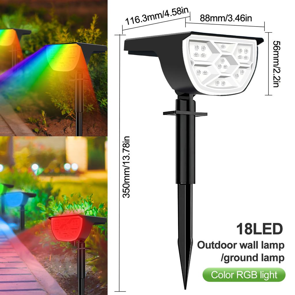 Outdoor 72/68 LED Solar Landscape Spotlights IP65 Waterproof Solar Light with 3 Modes Solar Garden Lighting for Outside Yard