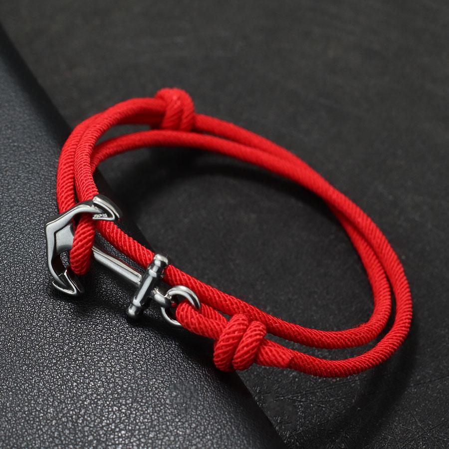 Marine Style Men Anchor Bracelet Handmade Adjustable Nautical Wrap Braslet Unfading 3mm Thin String Braclet Homme Pulseria