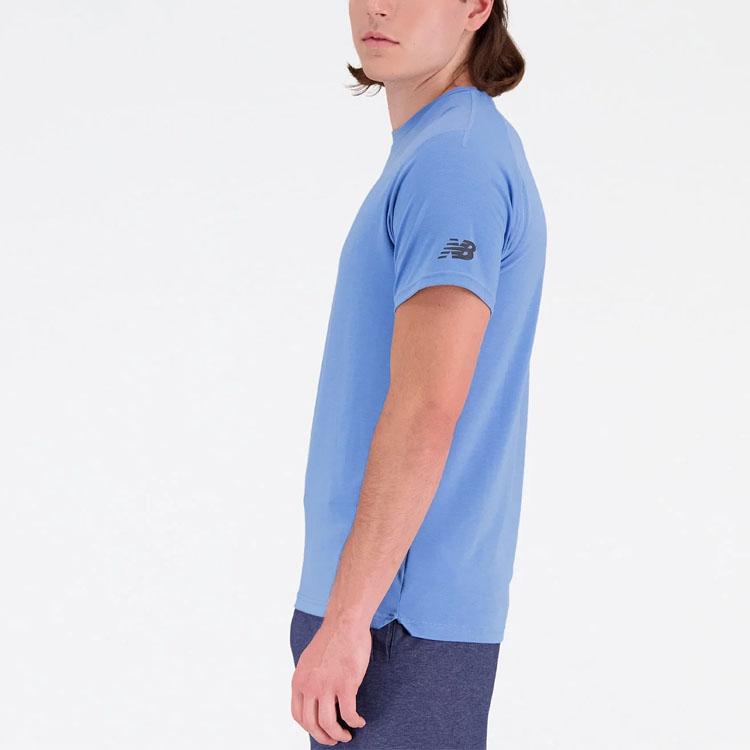 New Balance RW Tech Мужские футболки Синие Круглый вырез Умеренный Прямой крой MT23059-HER