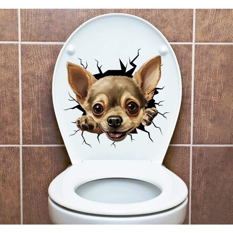 Креативная реалистичная 3D наклейка на унитаз с милым котом Vision, забавная наклейка с изображением животных для ванной комнаты, декор крышки унитаза, самоклеящаяся ПВХ, водонепроницаемая картина