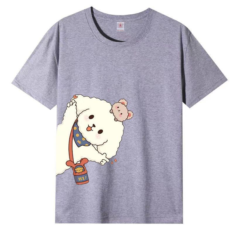 Летняя женская хлопковая футболка с короткими рукавами, свободная футболка с круглым вырезом и принтом