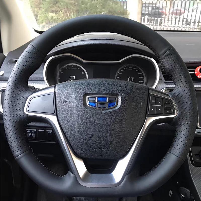 Кожаный чехол на руль для Emgrand GS/GL, Geely Boyue, Binyue, Vision, Borui - сшитый вручную на заказ